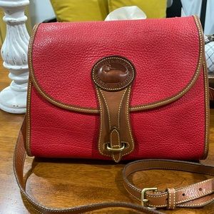 VTG Dooney & Bourke All Weather Leather Red and Tan Crossbody Bag